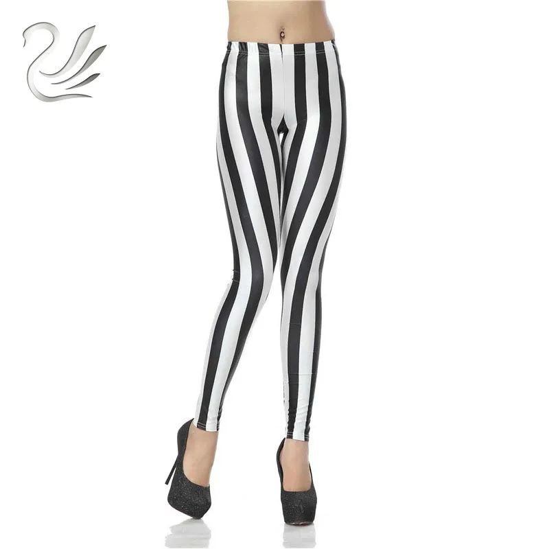 

New Fashion Legging Digital Slim Sexy Black White Stripes Legins Leggins Printed Women Leggings Women Pants