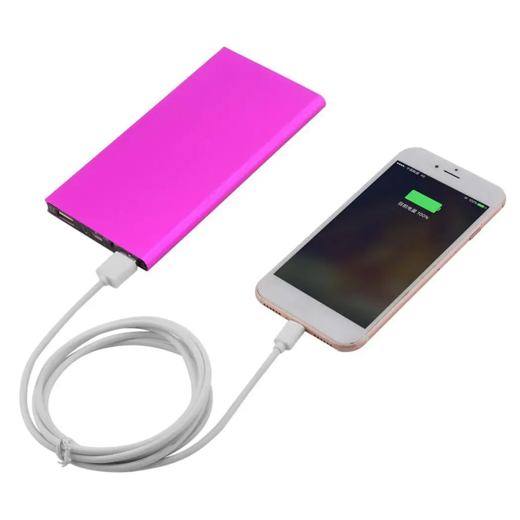 Ультра тонкий портативный мобильный внешний аккумулятор 20000 мАч 2 USB батарея