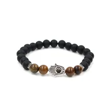 Faitheasy натуральный матирующий Tiger Eyeball Фатима Ладонь глаз Энергетический Браслет Универсальный пункт