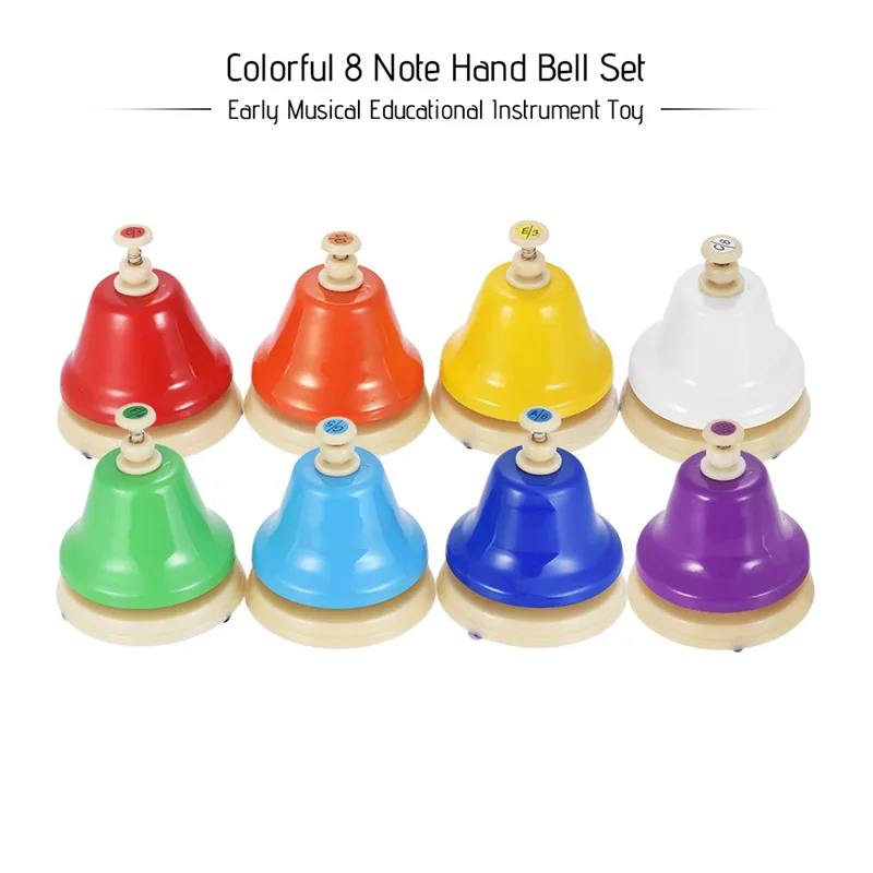 Colorful 8 Note Hand Bell Set Musical Educational Instrument Toy for Children Kids Student