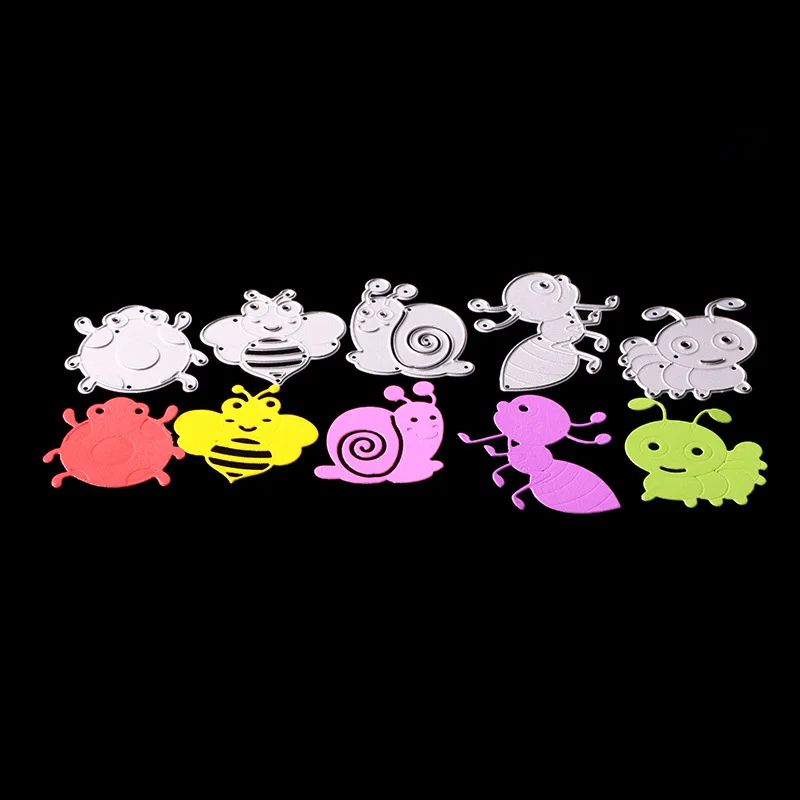 

5Pcs/Set Ant Snail Bee Bugs Metal Cutting Dies for Scrapbooking Insect Shape Cutting Template Embossing Craft Die Cut