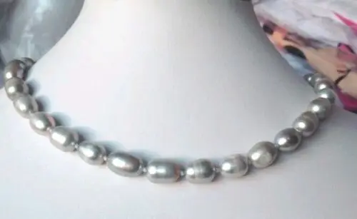 

FREE SHIPPING>>>@@ Rare!8-9MM Gray Akoya Cultured Pearl Necklace AAA 18 YL WW #@
