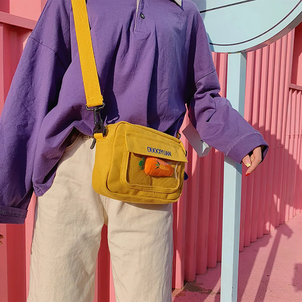 

New Women's Shoulder Bag Canvas Handbag Korean Messenger Bag Mini Crossbody Bags for Girls Ladies Bucket Bag High Quality