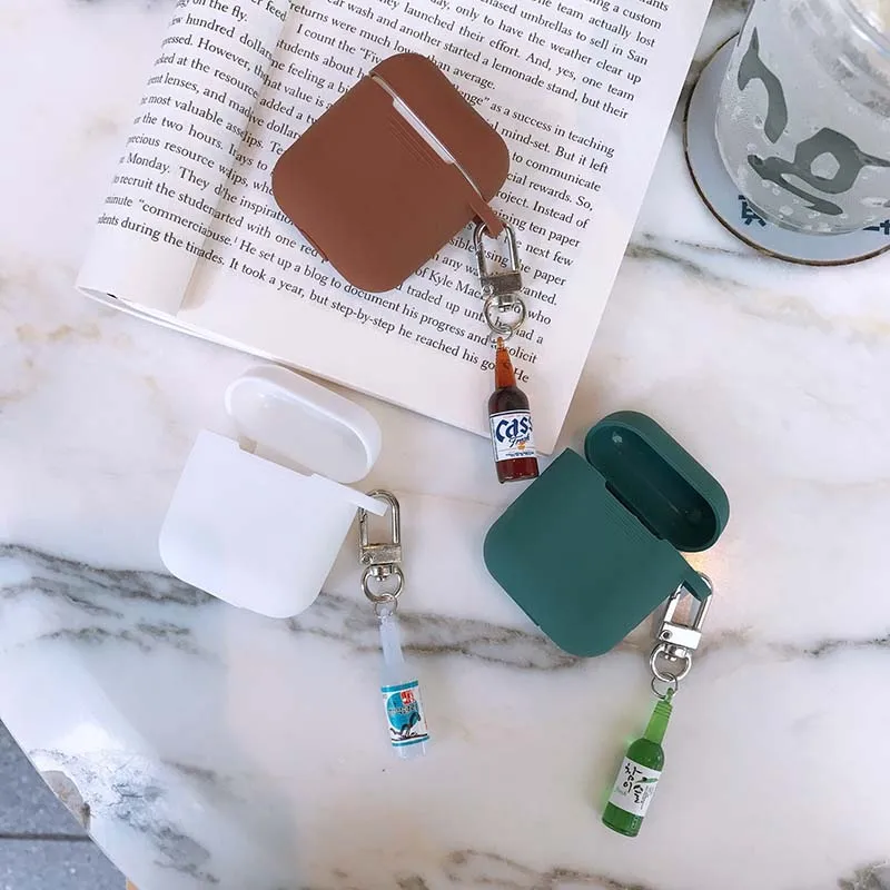 Новейшая модель Пива брелок для ключей силиконовый чехол Apple защитный AirPods