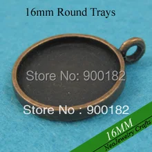 16 мм античная медь круг Подвесные подносы, античная медь круг пустая гнездовая оправа для стекла или наклейки