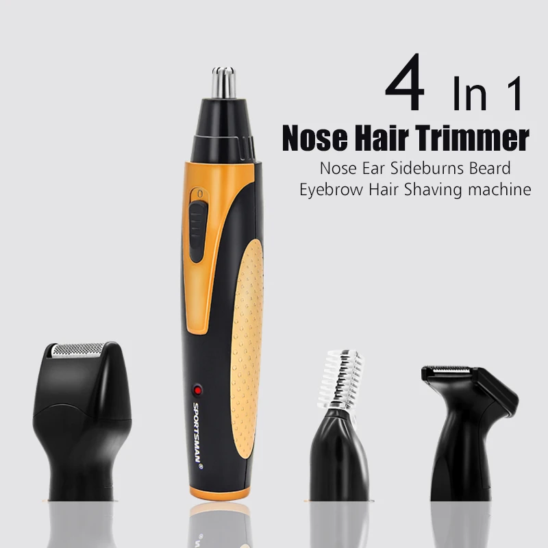 Billige 4 in 1 Wiederaufladbare Elektrische Nose Hair Trimmer Removal Clipper Rasierer Maschine Bart Augenbraue Trimmer für Männer Nose Haarschneider