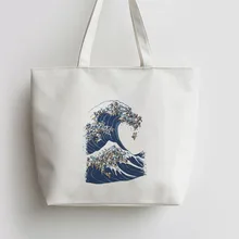 Большая волна собак сюжеты из японского аниме сумка хозяйственная сумка с изображением мультипликационных героев школьная сумка AN244