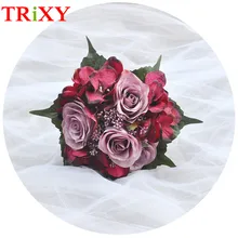 TRiXY C20 романтическое свадебное украшение свадебный букет невесты с цветами винно-красная роза Искусственные цветы Свадебные букеты