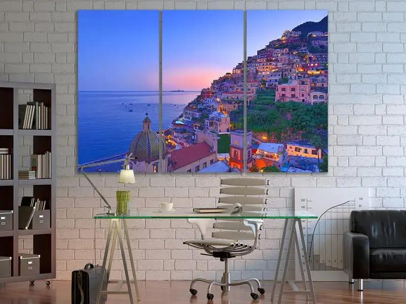 Картина с большими Positano итальянский пейзаж цветная большая стена художественный