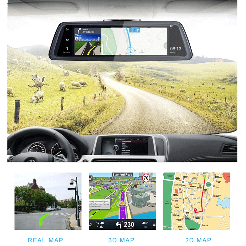 10 &quot4G ADAS RAM2GB ROM32GB dash камера двойная HD1080P gps navi Автомобильный видеорегистратор