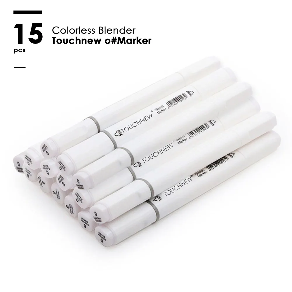 TOUCHNEW 0# 15pcs Colorless Blender Marker Pen Double Head Art Sketch Marker Set Painting Art Marker School Design Stationery