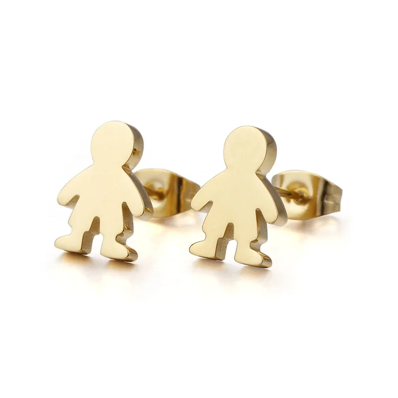 Модные женские мужские панковские серебряные золотые серьги из нержавеющей стали с цирконием для мальчиков и девочек, серьги-гвоздики с животными, ювелирные изделия для подарка - Окраска металла: Gold 1