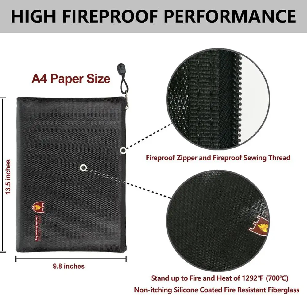 Adeeing Сумка для документов на молнии, огнестойкая Силиконовая Сумка для документов на молнии, защитный чехол для хранения файлов d20