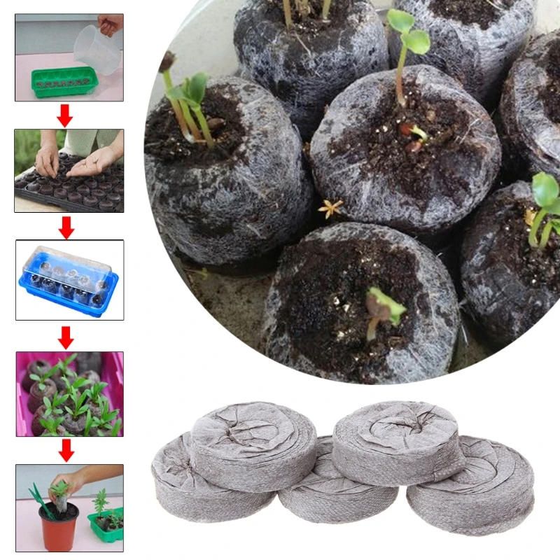 Philsp 5 Pieces 45mm Jiffy Peat Pellets Seed Starting Plugs Pallet Seedling Soil Block 45mm Greenhouses Plant Germination Equipment Ecog Plant Starter Pellets
