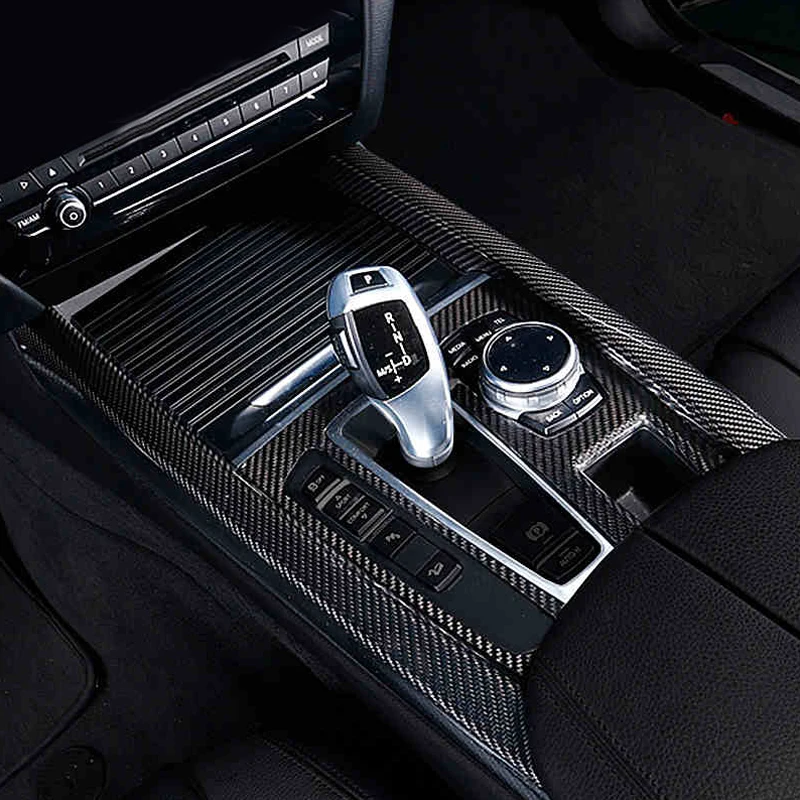 3PCS 100 Carbon Fiber Gear Shift Knob Panel Trim Cover For BMW X5 F15