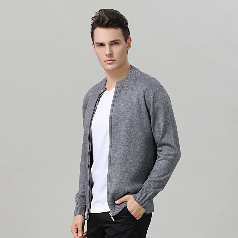 ATTYYWS Winter new men's half-high collar zipper sweater cardigan cashmere jacket warm knit solid color ATTYYWS Winter new men's half-high collar zipper sweater cardigan cashmere jacket warm knit solid color