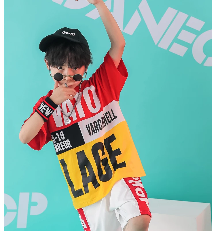 Summer 2019 baby Boys clothing set hip hop t shirt kids kids dance costumes toddler boy summer clothes children's summer set (9)