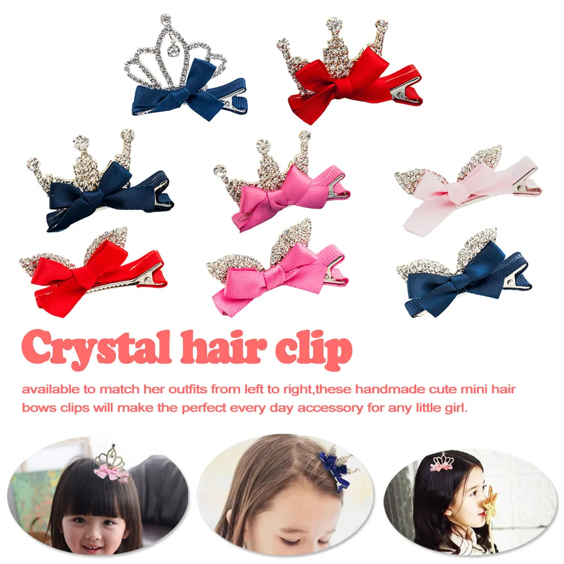 Lovely Cute Girls Crown Hairpins Rhinestone Crystal Princess Hair Clip Shiny Rhinestone Star Headband Hair Accessories
