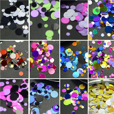 12 цветов Блестки для ногтей блестки смешанный размер формы мини круглый ромб 3D хлопья гвоздь искусство Советы украшения набор LA109