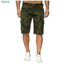 Jaycosin мужские камуфляжные спортивные повседневные Прямые шорты с поясом, модные летние штаны с карманами, брюки средней плотности, Cortos Rectos