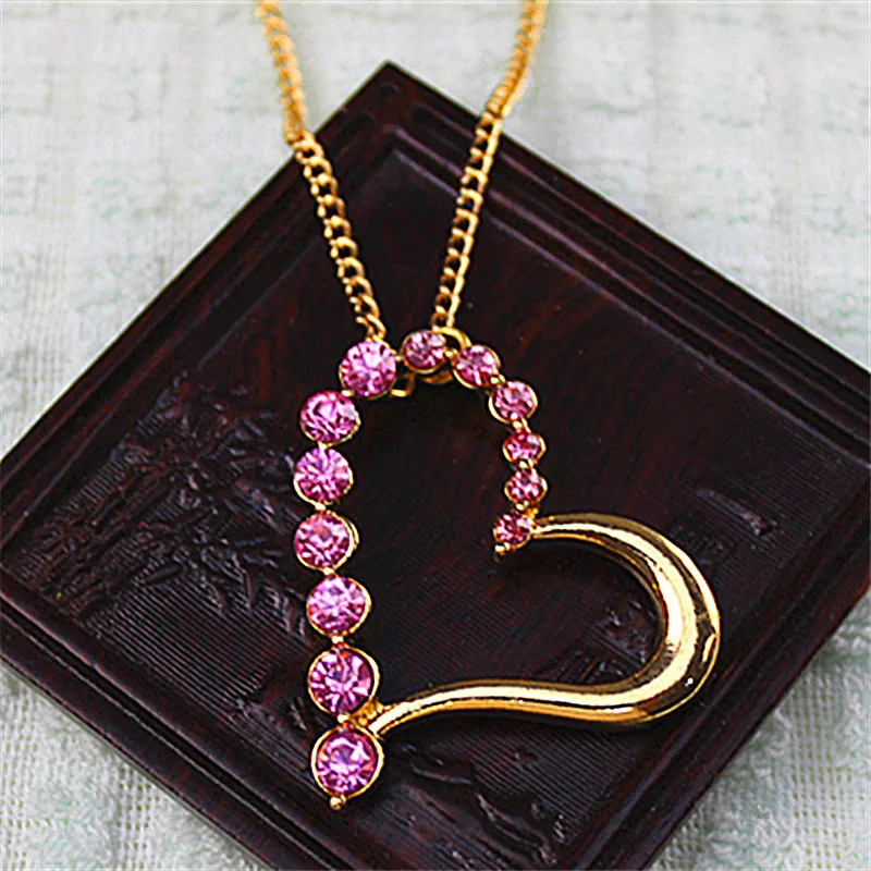 

2018 new fashion gorgeous women accessories wholesale girls birthday party pink pendant heart necklace agent shipping.