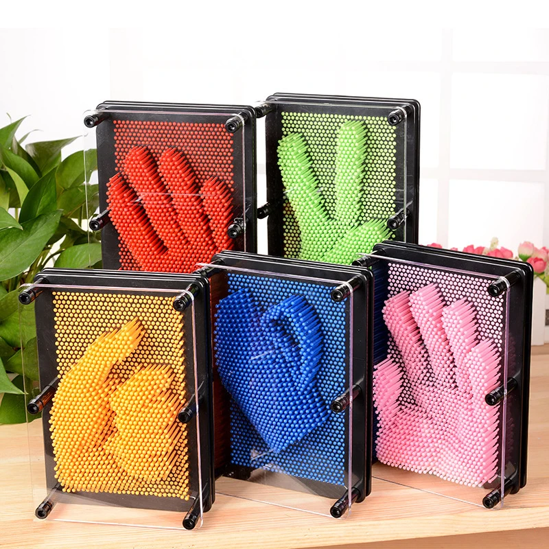 

3D 5 Colors S/M sizes Magic Pin Needle Impression Handprint Clone Hand Sculpture Creative Art Toy Desktop Office Toy
