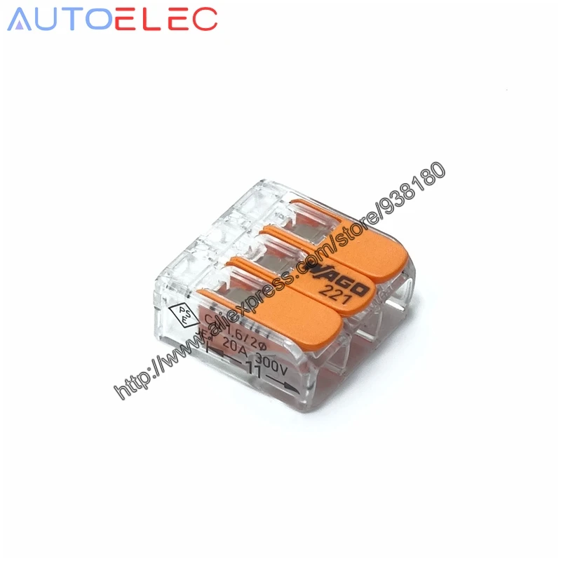 

20Pcs 221-413 Lever Nuts-3 New style compact Splicing Connectors Wire Connector terminal block Quick Disconnect Connectors