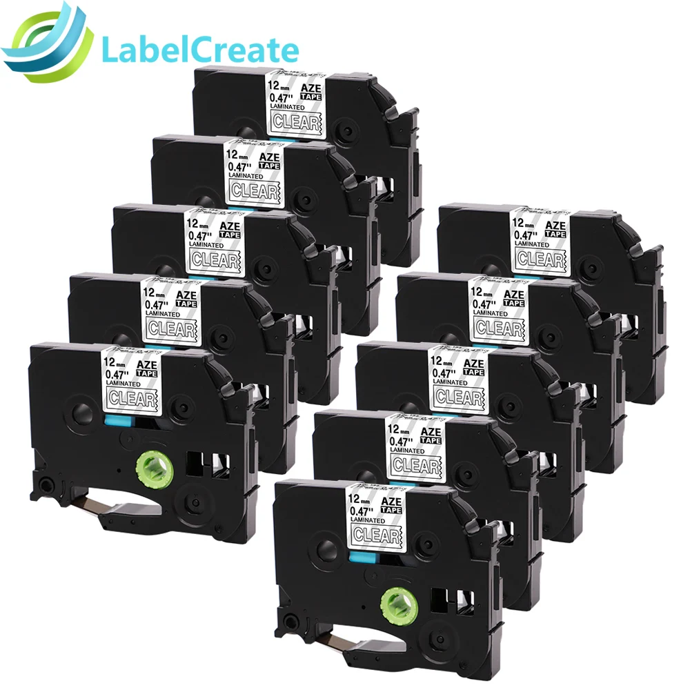 

10 Pcs 12mm Tz 135 Tze135 Compatible Brother P touch 12mm*8m tze 135 Laminated Label Tape Cartridge White on Clear