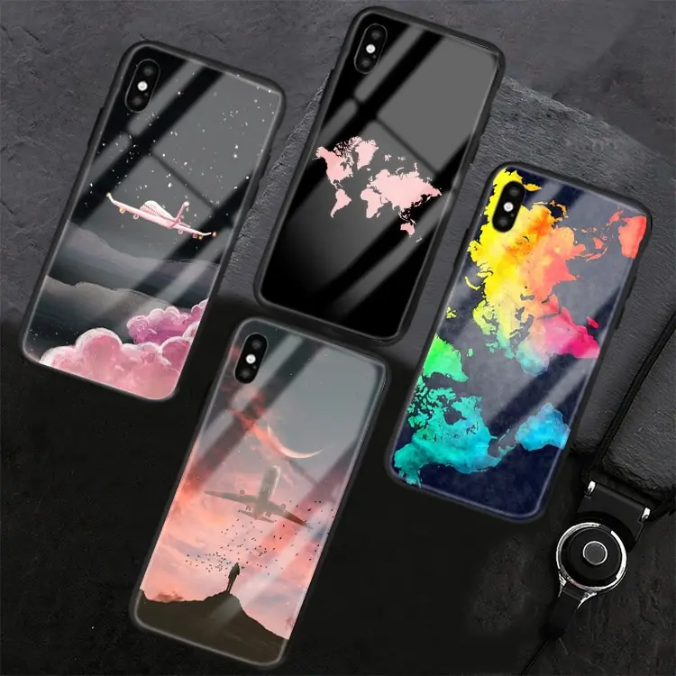 Tempered glass phone case World Map Travel Just Go cover for iPhone X XR XS Max 8 7 6s Plus for Samsung s8 s9 plus s7 Edge
