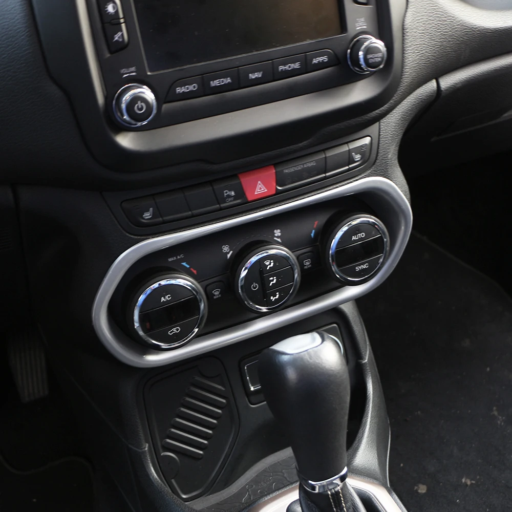 

Interior Console Center Panel Air Condition Adjustment Switch Button Cover Trim Frame Sticker For Jeep Renegade 2015 2016