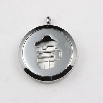 

10PCS Stainless Steel Beer Pattern Essential Oil Diffuser Locket Pendant