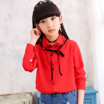

2018 Brand Autumn Spring Girls Long Sleeve Princess Blouse Kid Turn Down Collar School Cute Fashion Blouses Kid Clothes Hot Sale