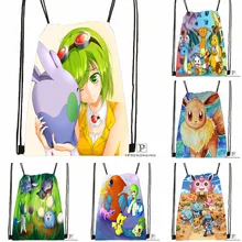 Custom Pokemon Pikachu Style Drawstring Backpack Bag Cute Daypack Kids Satchel (Black Back) 31x40cm#180531-02-09