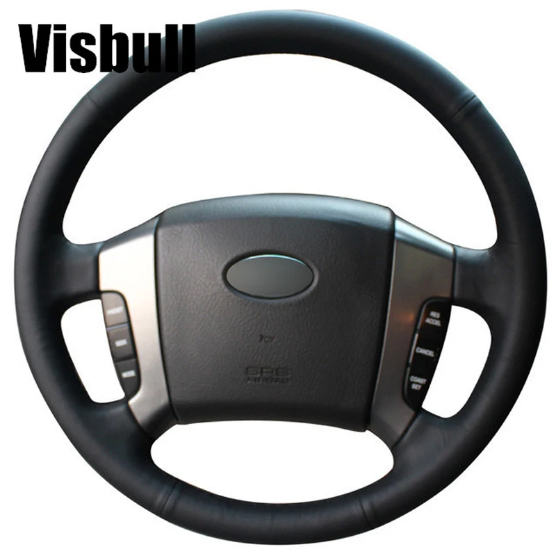 Visbull Black PU Leather Car Steering Wheel Cover V1065 for Old Kia