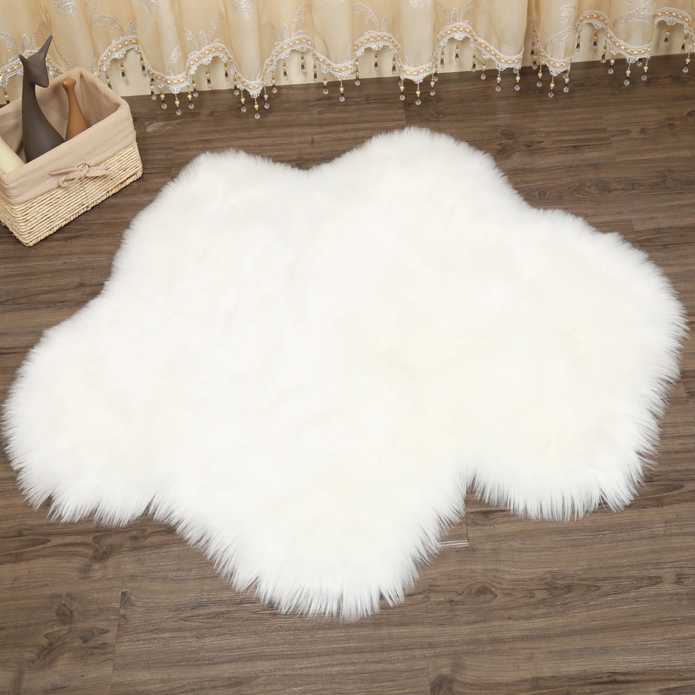 2018 new flower cloud shape Sheepskin Rug Chair Cover Bedroom Mat faux leather Warm Hairy Carpet Fur Area Rugs | Дом и сад