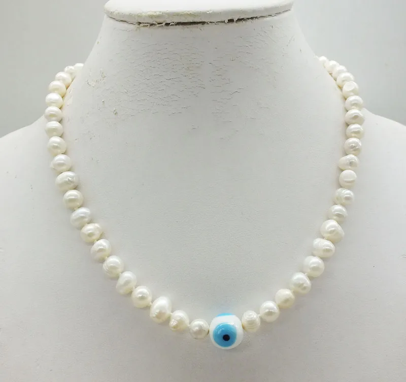 

Promotion! ! 6-7MM Natural White Pearl Necklace 18"