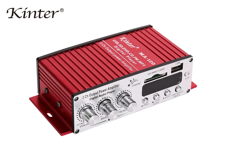 Kinter MA-120 мини Hi-Fi усилитель аудио 2 канала DC12V с fm-антенной и USB SD