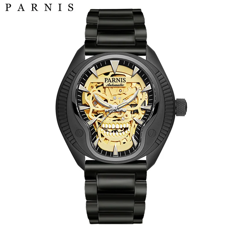 

2017 New Issued Mechanical Watches 40mm Skeleton Automatic Watch Designer Skull Luminous Dial Sapphire Crystal Men Watch