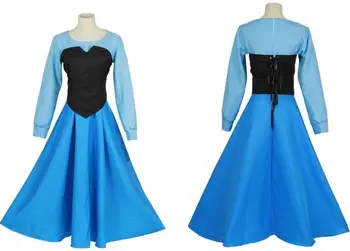

Ariel Princess Cosplay Dress Mermaid Cosplay Dresses Woman Blue Dress Black Vest Set Blue Dresses Adult Halloween Cosplay Costu