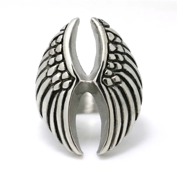 

Fashion Women Mens Biker Wings Ring 316L Stainless Steel Ring New Gothic Punk Style Biker Ring
