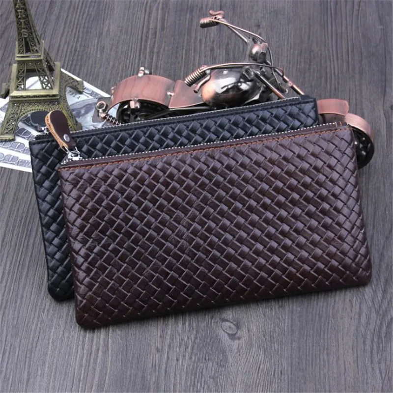 Tanie Big Capacity Zipper klip na pieniądze portmonetka w kształcie portfela torebki męskie prawdziwa skóra miękka portfele pakiet telefonów komórkowych długie męskie torebki