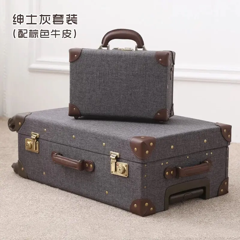 New 2PCS/SET Vintage Floral Travel Bag Rolling Luggage,13"20"24"26"inch Women Retro high quality Trolley Suitcase On Wheels