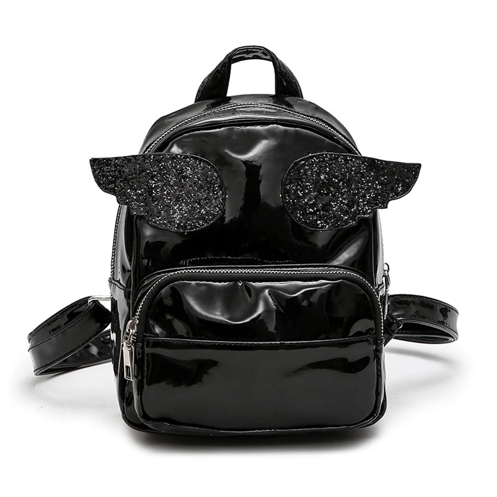 

Women Hologram Laser Backpack Waterproof Female Small Bags PU Leather Holographic Mochila Mini wings Backpacks For Teenage girls
