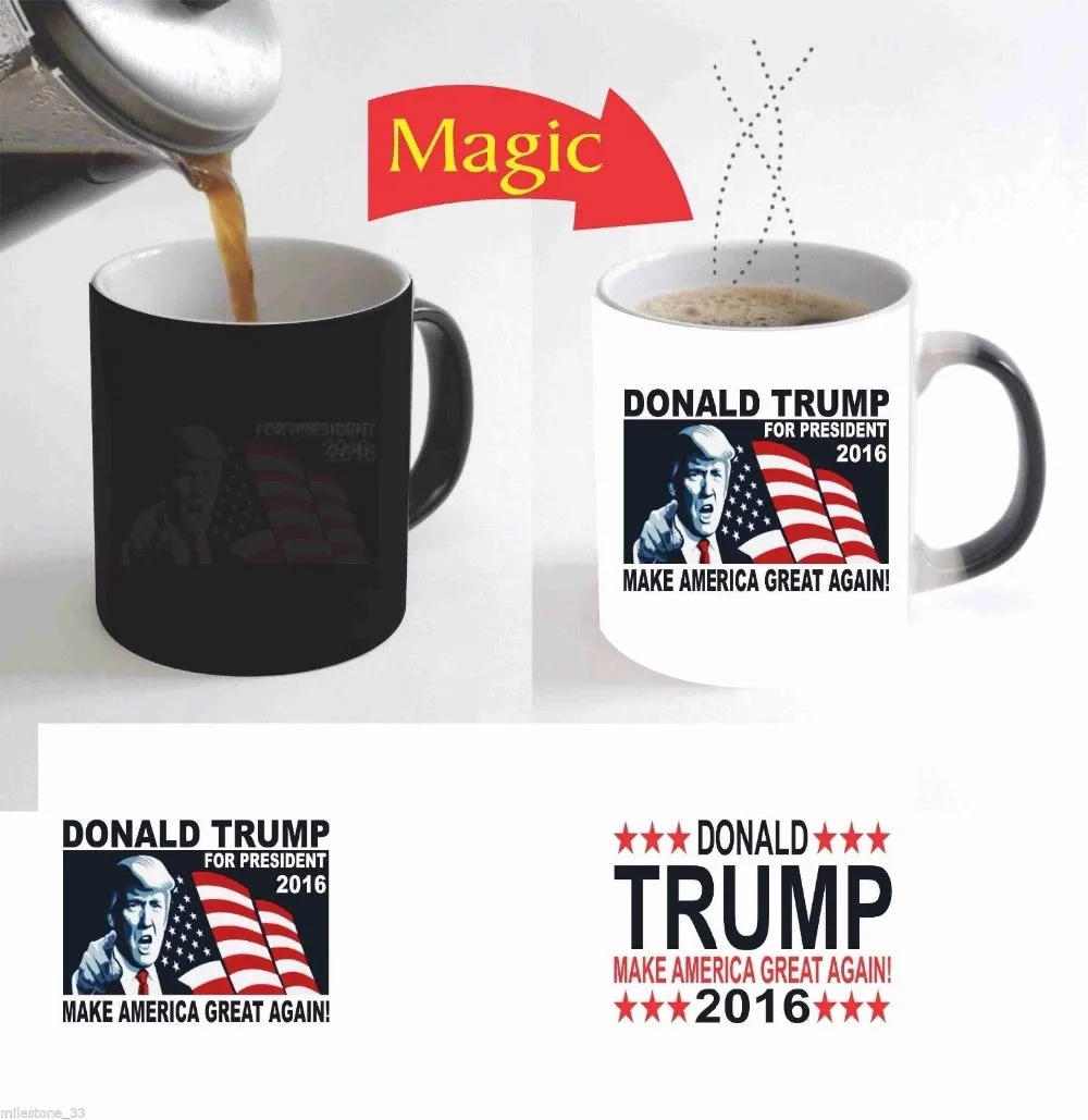 

Donald Trump Make America Great Again Heat Changing Color Coffee Mug Heat Transfer Ceramic Tea Art Porcelain Mugs