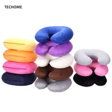 Buy Adult Children PVC Inflatable Pillow soft Cloth Sets U Type Pillow Outdoor Travel Leisure Pillow Multi-colors Free Shipping