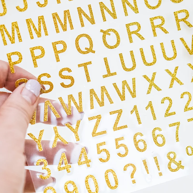 

Dokibook Alphabet Stickers Hand Made Foil Gold Words Sticker Diary Notebook Decorative Planner Accessories Stationery Stickers