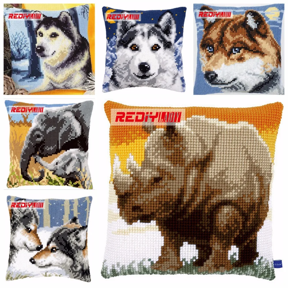 LADIY Cross Stitch Cushion Cover WOLVES Patterns ...