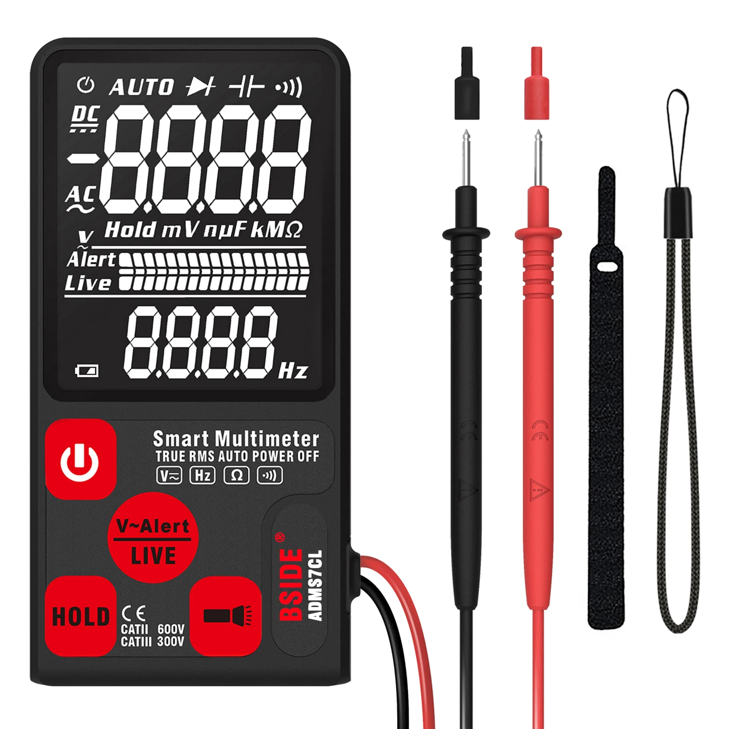 ADMS7CL 3," умный мультиметр True RMS цифровой мультиметр с ЖК-дисплеем DC/вольтметр переменного тока тестер сопротивления