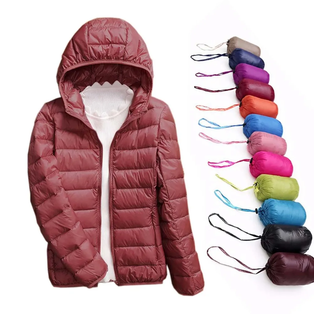 

Winter Women Ultra Light Down Coats Duck Down Hooded Jackets Women Long Sleeve Slim Short Warm Coat Parka Female Solid Outwear