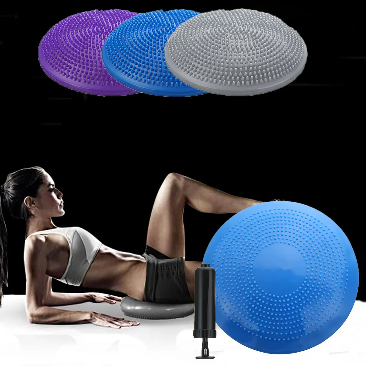 33x33cm Inflatable Yoga Massage Ball Massage Cushion Mat Durable Universal Sports Gym Fitness Yoga Wobble Stability Balance Disc